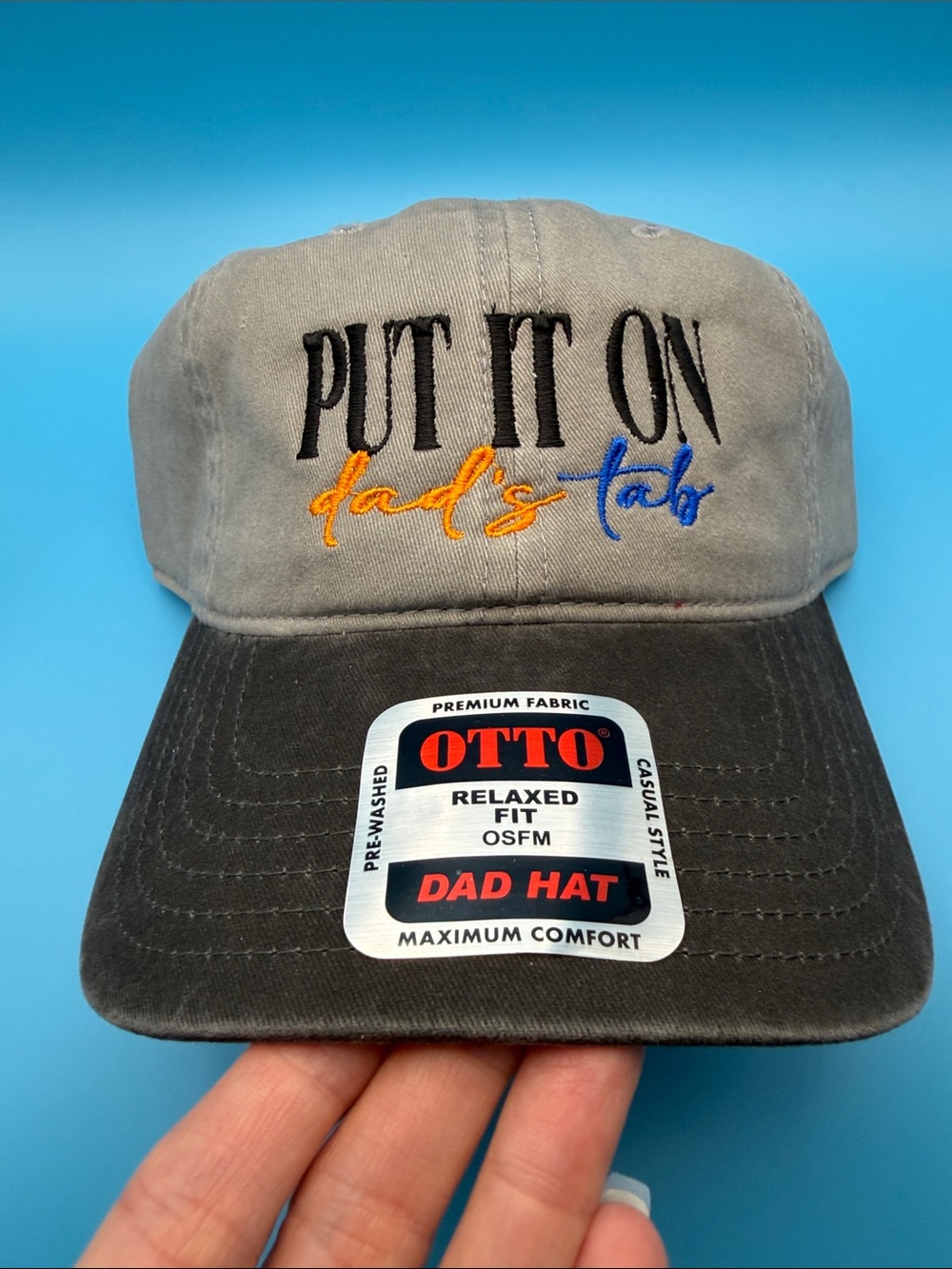 Embroidered Funny Trucker Hat Baseball Cap Dad Hat Put it on Dad’s Tab Otto